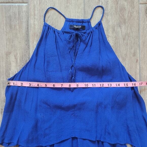 Madewell Maxi Dress Size 2 Flutter Back Overlay Midi Tiered Slit Royal Blue - Picture 6 of 16